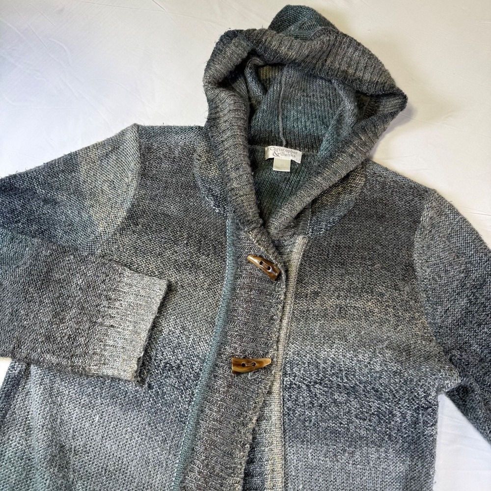 Christopher & Banks Long Hooded Cardigan Toggle Buttons Women's Size Medium